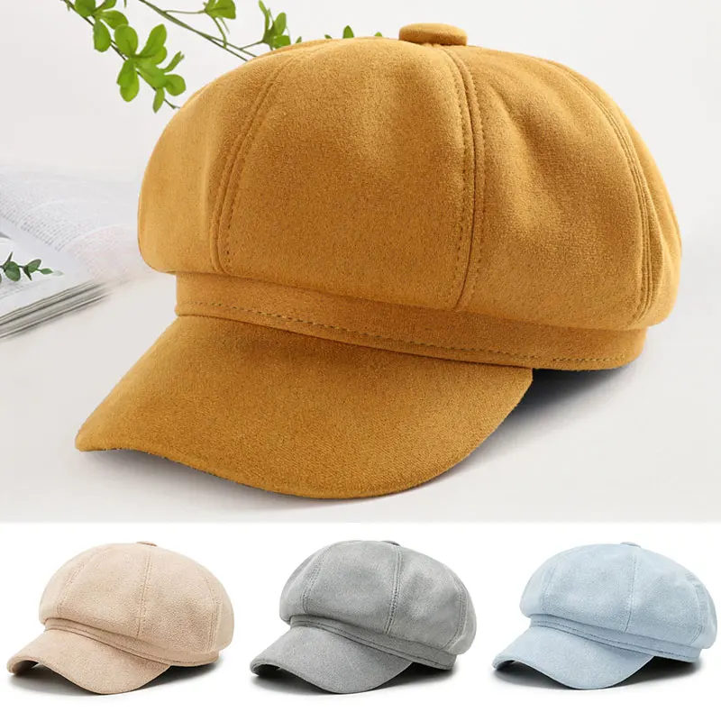 

Women Leisure Octagonal Hat Ladies Denim Beret Cowboy Cap Newsboy Baker Peaked Driving