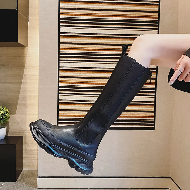 

Women Chesil Boot High Boots Microfiber Round Solid Color Waterproof Non Slip Sleeve Platform Winter