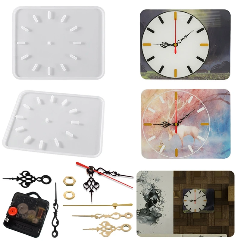 

Clock Silicone Resin Mould & Clock Hands for Resin Casting Clock Silicone Mould DIY Clock Epoxy Craft for Home Office