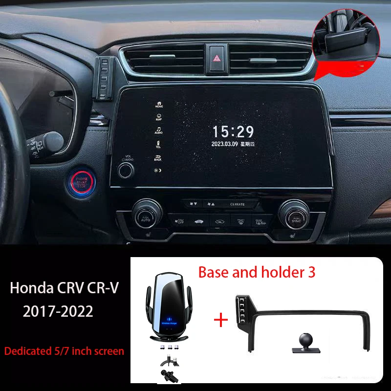 

Автомобильный держатель телефона для Honda CRV CR-V 2017 2018-2021 2022 5/7 дюймов, фиксированный базовый кронштейн для экрана, держатель для телефона с беспроводной зарядкой, автомобильный