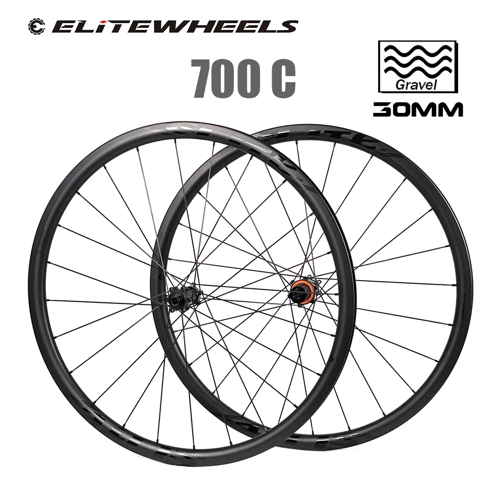 ELITEWHEELS Gravel Carbon Wheelset 29x30mm Tubeless Ready Ceramic Bearing / Ratchet System For Cyclocross Wheels