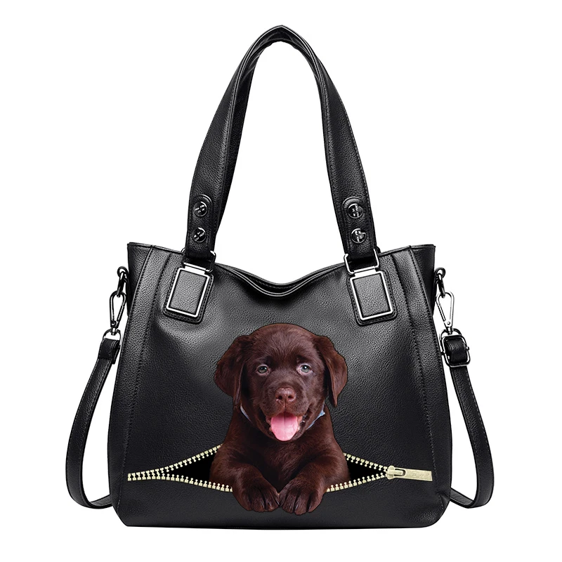 

Women Luxury Bag Casual Tote Bag Fashion Designer Handbags High Quality Lady PU Leather Shoulder Dog Picture Bags HBN049