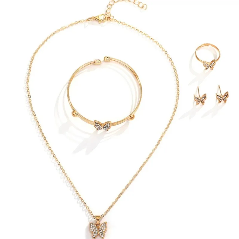 Милые милые CZ дизайнерские комплекты ювелирных изделий с бабочкой для женщин