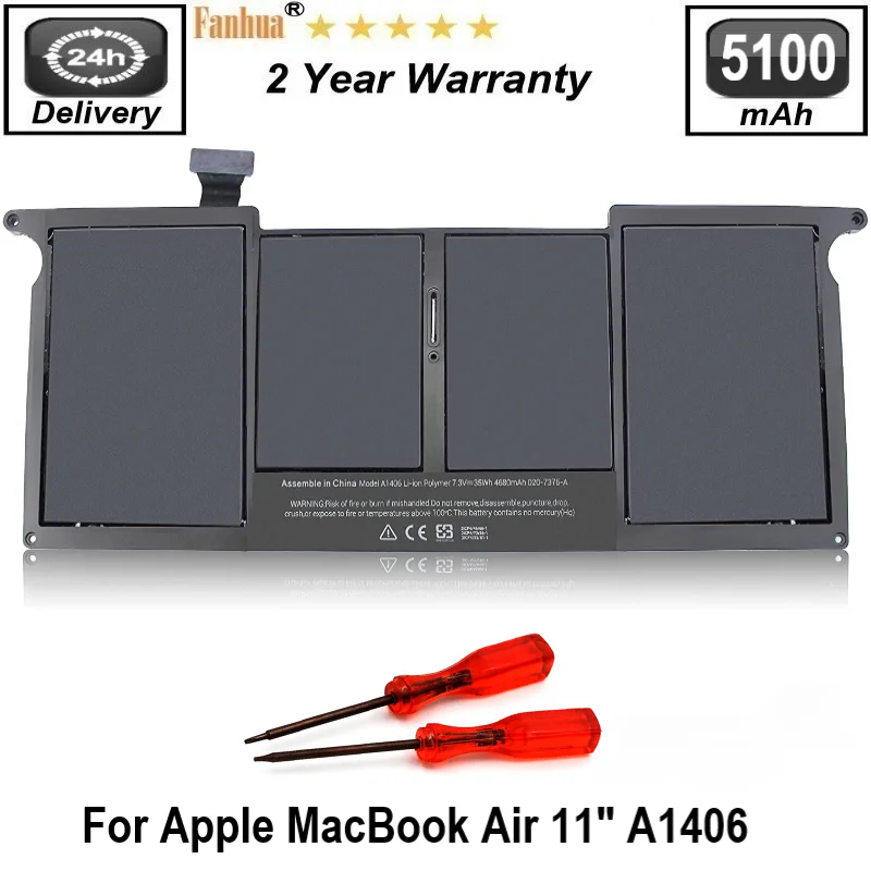 A1465 Battery A1406 A1370 A1495 Replacement Battery for MacBook Air 11 inch (Mid 2011 2012 2013 Early 2014 2015 Version) 7.6V