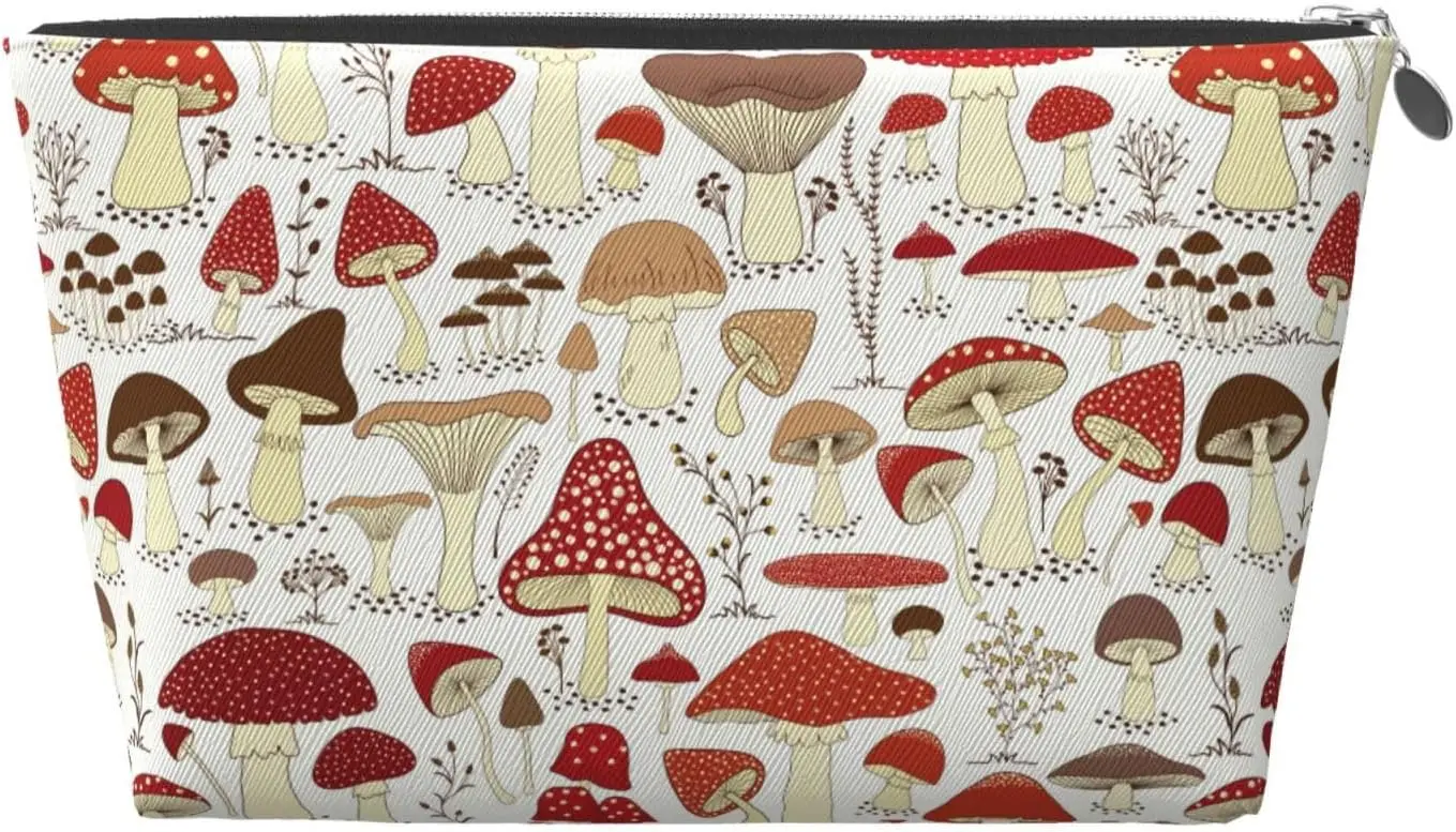Женская косметичка с мультяшными грибами дорожный размер туалетные
