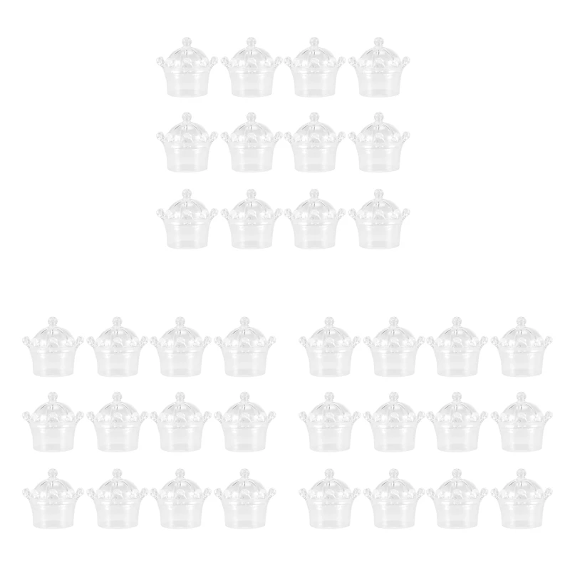 

36 PCS Candy Boxes, Plastic Mini Dome with Crown Design Party Decoration Clear Plastic Crown Favor Box, Transparent
