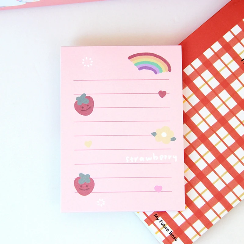 50 Sheets Cute Pink Strawberry Memo Pad Kawaii Stationery Non Sticky Notes Portable Notepad School Office Supply Papeleria images - 6