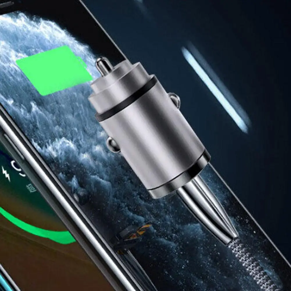 Фото Автомобильное зарядное устройство Pull 100 Вт PD + QC, мини-зарядное устройство USB C, автомобильное зарядное устройство для телефона, адаптер для IPhone 13 12 C9Q6 №5