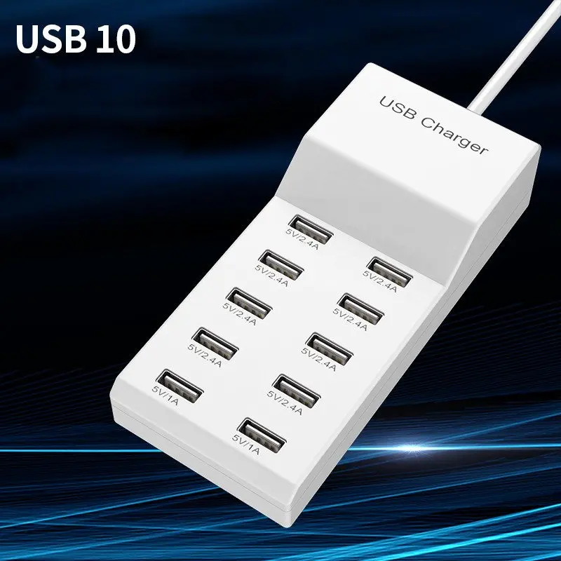 

Сетевой 10-контактный адаптер с двумя USB-портами для телефонов, планшетов, настенное зарядное устройство с 10 портами