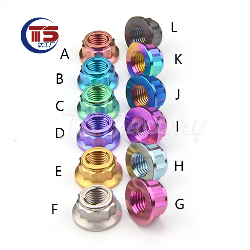 

TS 10 шт. титановый заводской титановый сплав 12 угловая стопорная гайка M10 p1.0/M10p1.25 тюнинговая гайка для мотоцикла