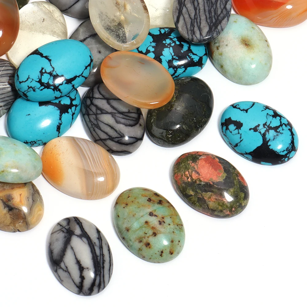 Овальные бусины из натурального камня кабошон 18x5 мм 2 шт