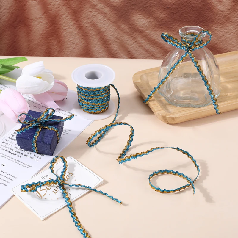 Плетеная тесьма ЗигЗаг с металлическими блестками длина 16 4 Х5 мм