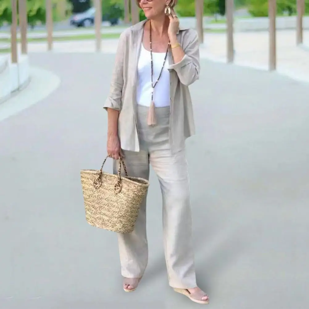 

Комплект повседневной одежды из 2 предметов, модный тонкий свободный наряд, женский весенний Топ, свободные брюки, подходящий комплект, повс...