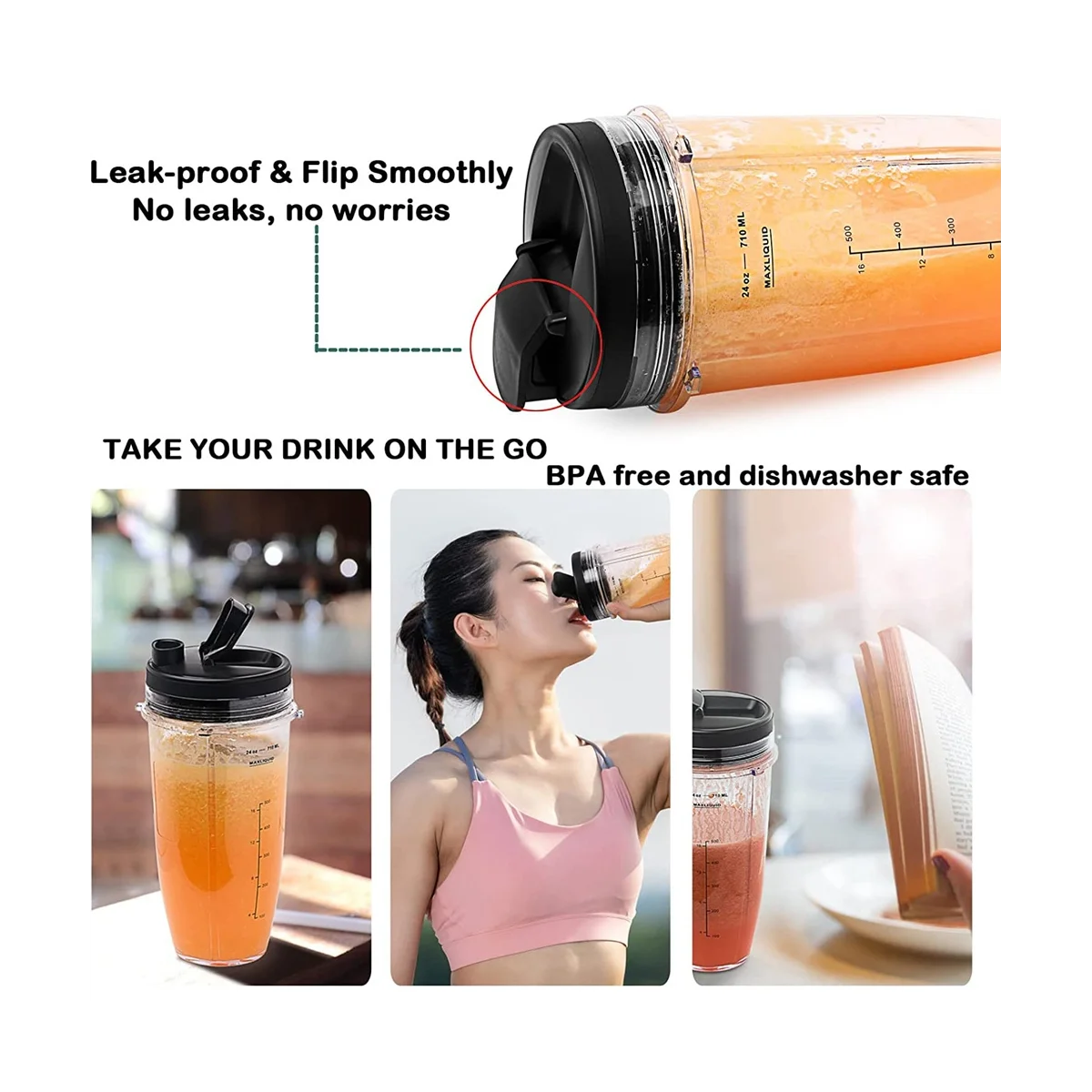 Блендер 24 унции чашка блендера с уплотнительной крышкой и чистящей щеткой