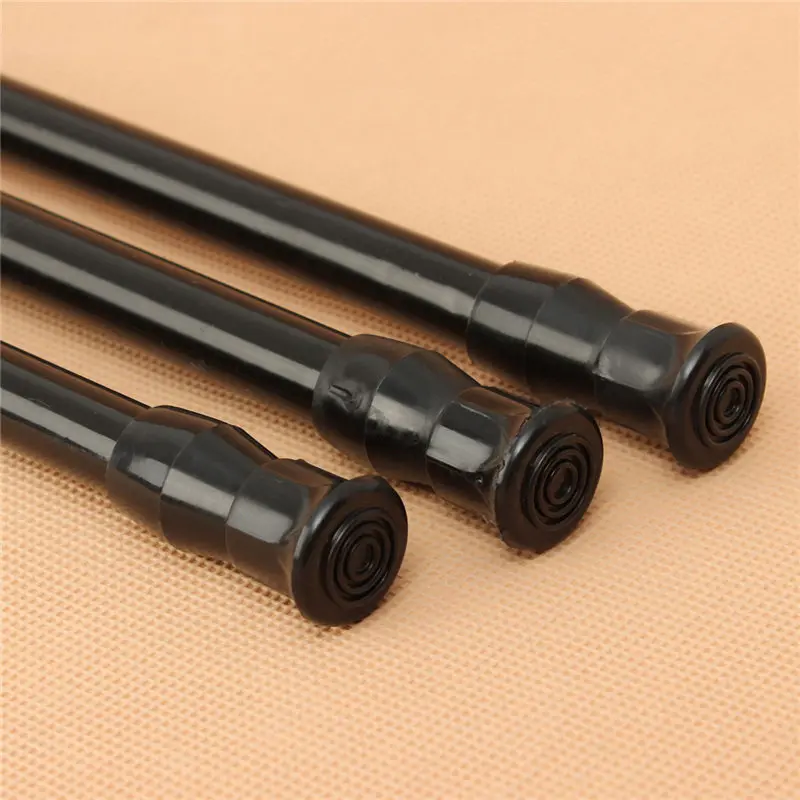 Black New Arrival Extendable Adjustable Spring Tension Rod Rail Pole Window Curtain Shower Curtain Wardrobe Bathroom Products images - 6