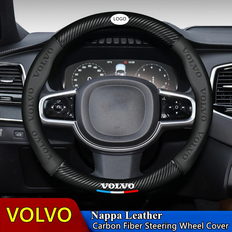 

Чехол на руль Volvo, чехол для руля из углеродного волокна, подходит для XC90, S80, XC60, S90, V70, V50, S40, V60, XC70, V40