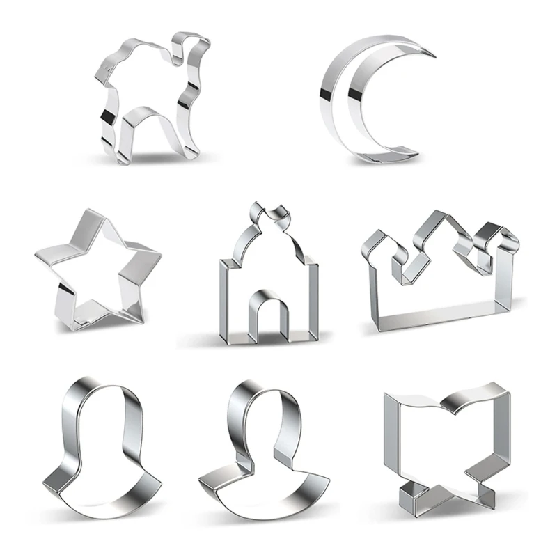 

8Pcs Eid Mubarak&Ramadan Muslim Cookie Cutters DIY Moon Star Biscuit Cutters Cake Mold Baking Tools Ramadan Kareem Party Decor
