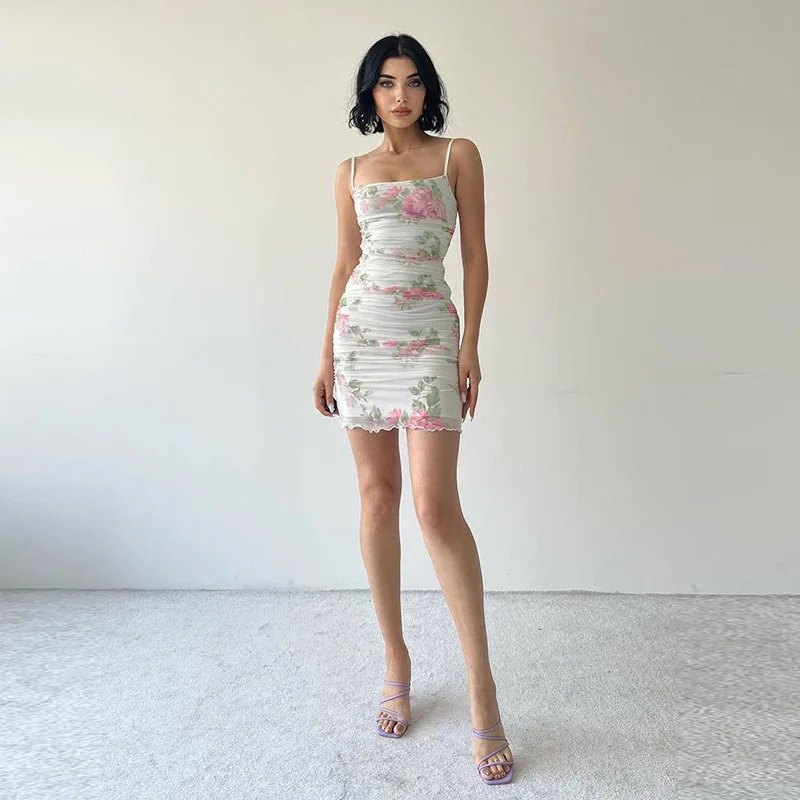 Женское летнее Новое пикантное цельнокроеное Плиссированное облегающее платье