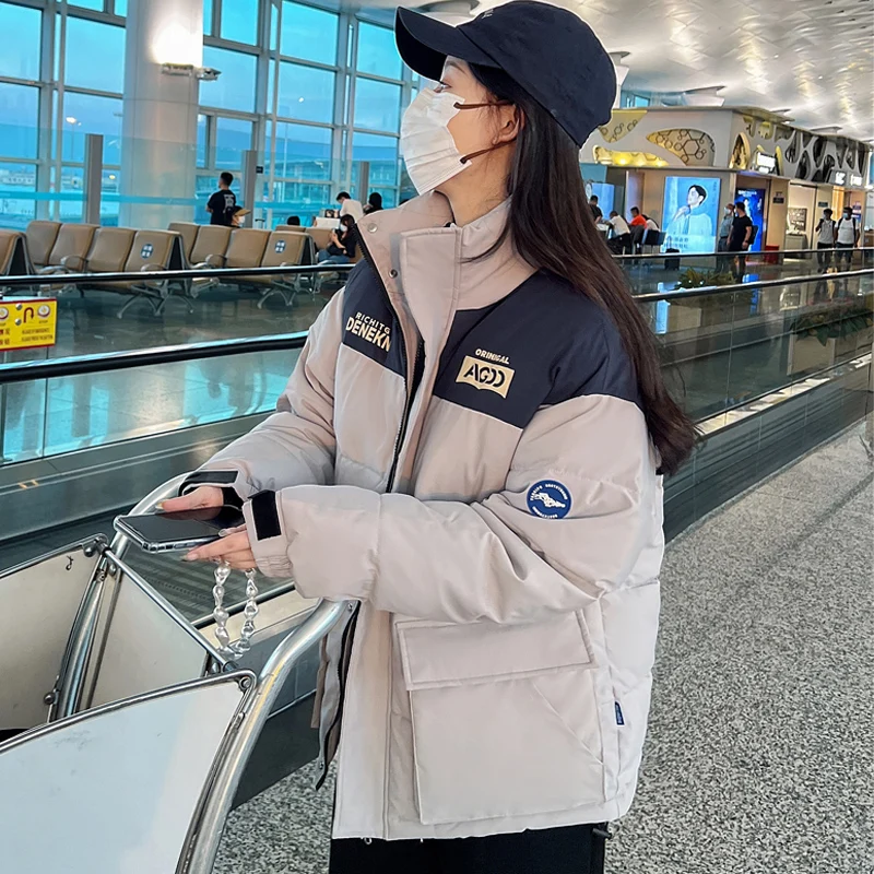 2022 jacket thickened coat women's color matching coat new down thickened coat winter coat women's thickened warm parka women