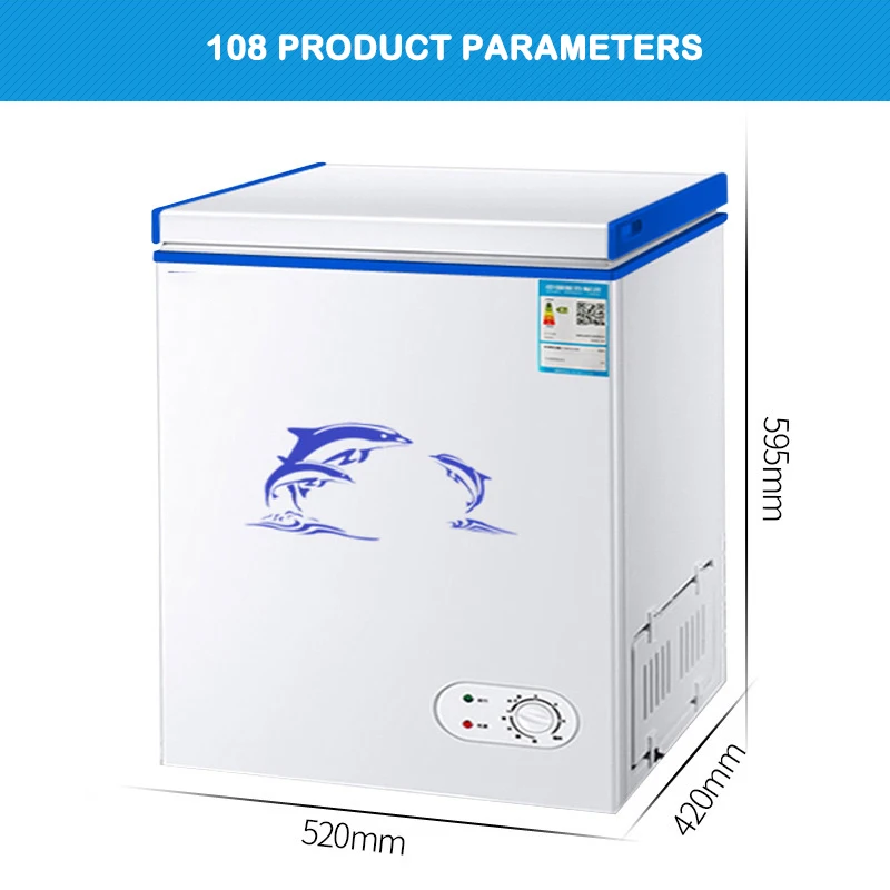 

Refrigerator Full Freezer Household Cabinet Capacity 108 Liter 128 Liter Single Door Small Freezer Top Open Tea Seafood Freezer