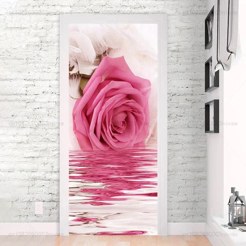 Наклейки на двери с абстрактным рисунком роз для декора комнаты домашние