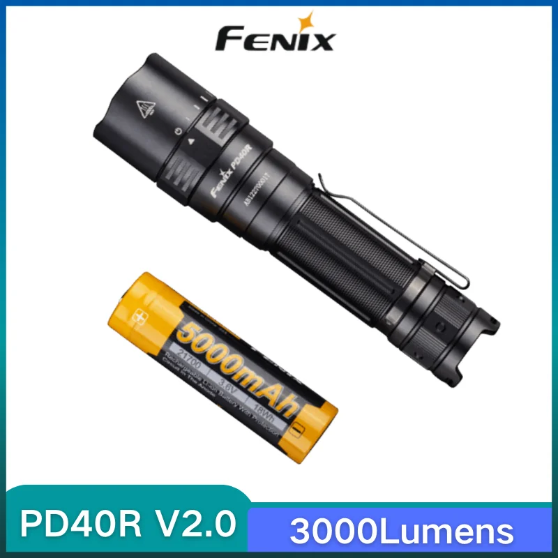 

Fenix PD40R V2.0 3000 lumens USB Type-C charging LED Flashlight Mechanical Rotary Switch Built-in 21700 5000mAh battery
