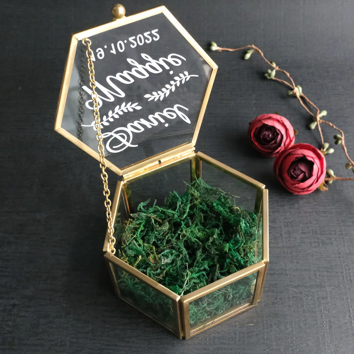 Custom Glass Ring Box Personalized Wedding Ring Box Wedding Ring Holder Glass Jewelry Box Engagement Ring Pillow Wedding Box