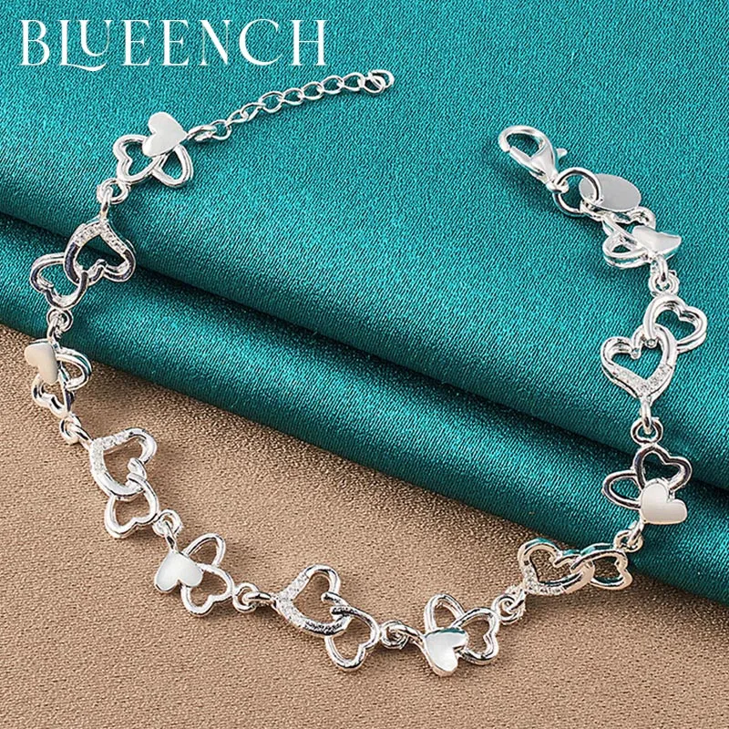

Blueench 925 Sterling Silver Love Hollowed-Out Bracelet Is Suitable For Women To Propose Wedding Romantic Fashion Jewelry