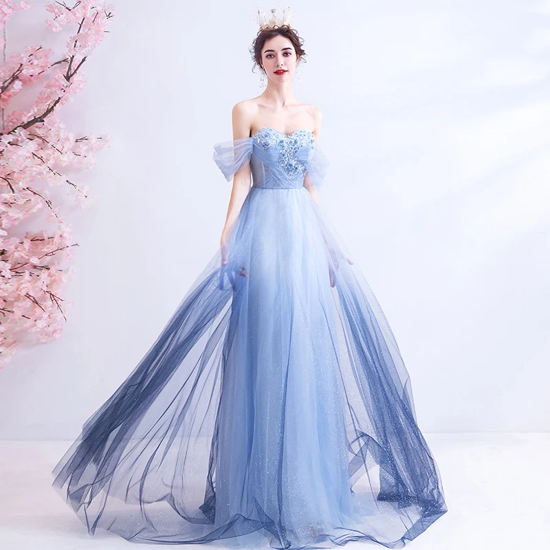 

New Boat Neck Sexy Evening Dresses Appliques Floor-Length Empire Short Sleeves Sequins A-Line Plus Size Women Formal Gowns TS159
