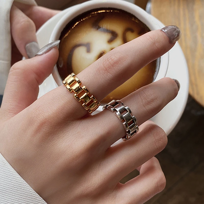 

Watch Chain Adjustable Rings For Women Vintage Jewelry Free Shipping Punk Accessories Personalized Gift Korean Style Ring GaaBou