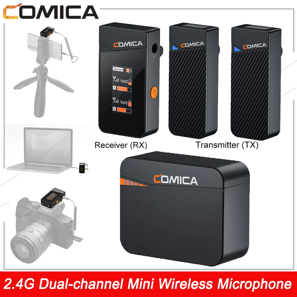 

Comica Vimo C1 C2 C3 Wireless Lavalier Microphone 2.4G Dual-channel Mini Microphone Lapel Mic For Smartphone DSLR Camera Intervi