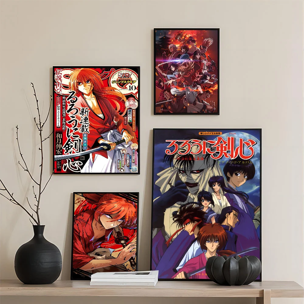 Rurouni Kenshin Anime Good Quality Prints And Posters Vintage Room Home Bar Cafe Decor Aesthetic Art Wall Painting
