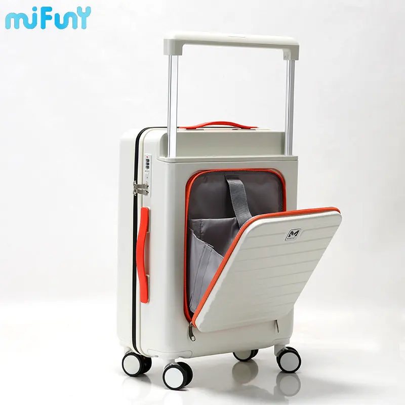 

MIFUNY Back Open Cover Travel Suitcase Trolley Cabin Luggage Carry on Luggage with Wheels Rolling Boarding Box Cosmetic Trolley