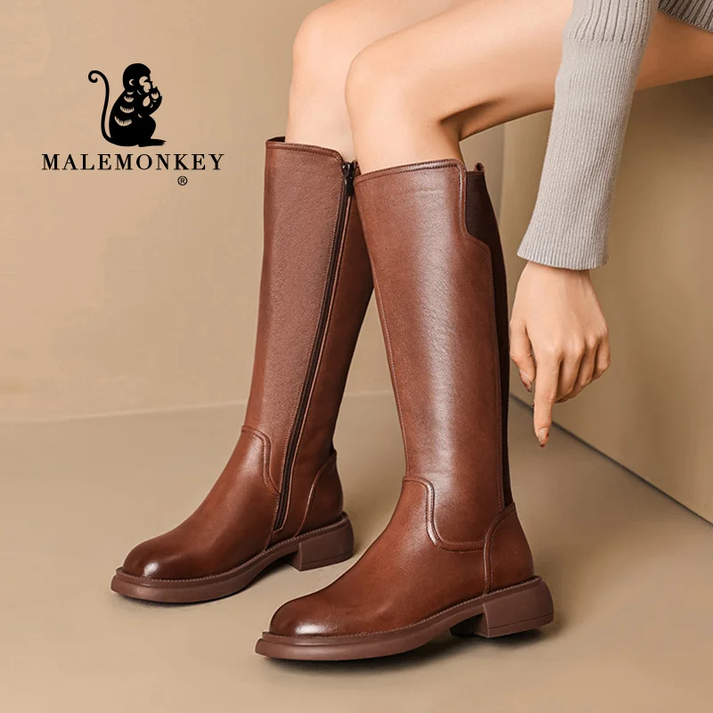 

Женские кожаные сапоги выше колена, высокие сапоги до бедра, нескользящая обувь, Размеры 35-41, 2023