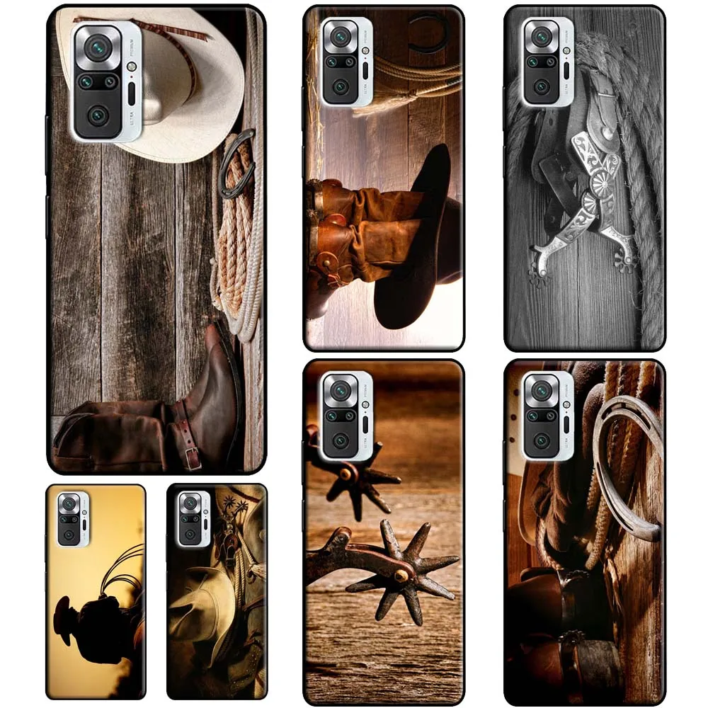 Ковбойские ботинки Cowgirl мягкий чехол с прямой шляпой для Xiaomi Redmi 9C 9A 9T 10 Note 9 11 Pro 8T 9S
