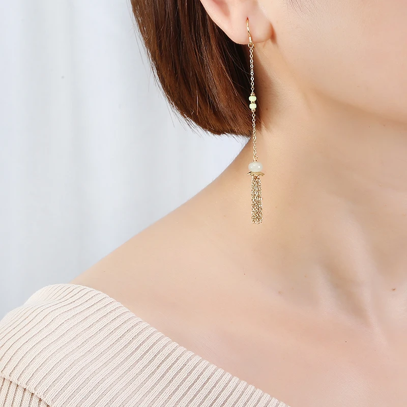 Серьги-подвески hupo.hutu из нержавеющей стали с жемчугом и агатом