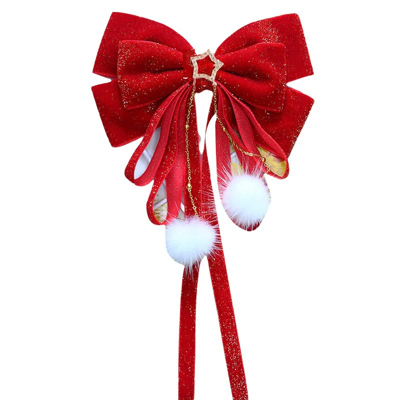 Красный бархатный бант украшение для волос круги заколки Рождество Новый Год