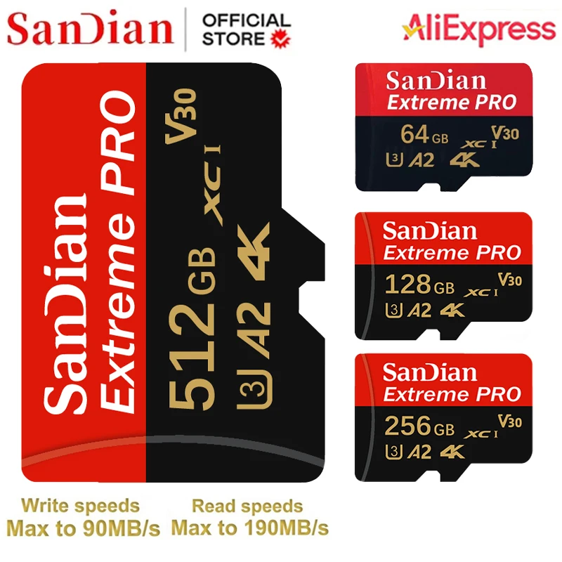 Новая карта памяти 256 ГБ 128 Micro TF SD-карта 512 Высокоскоростная Class10 64 190 МБ/с TF-карта 32