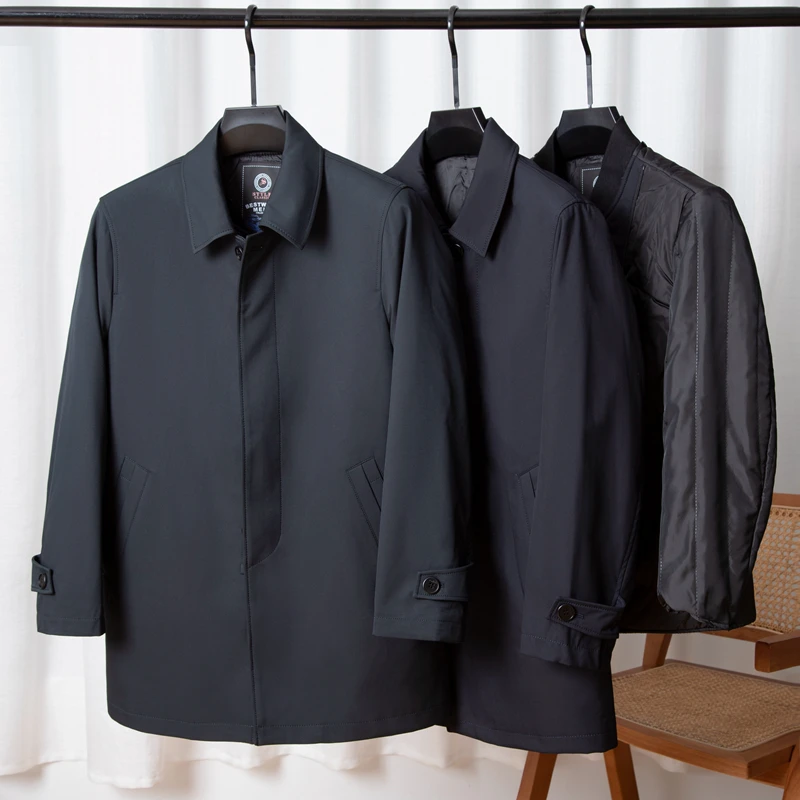 Detachable Tank Winter Jacket Men  2023 Autumn and Winter Business Medium Length Trench Coat Outdoor Casual Jackets Men Clothing