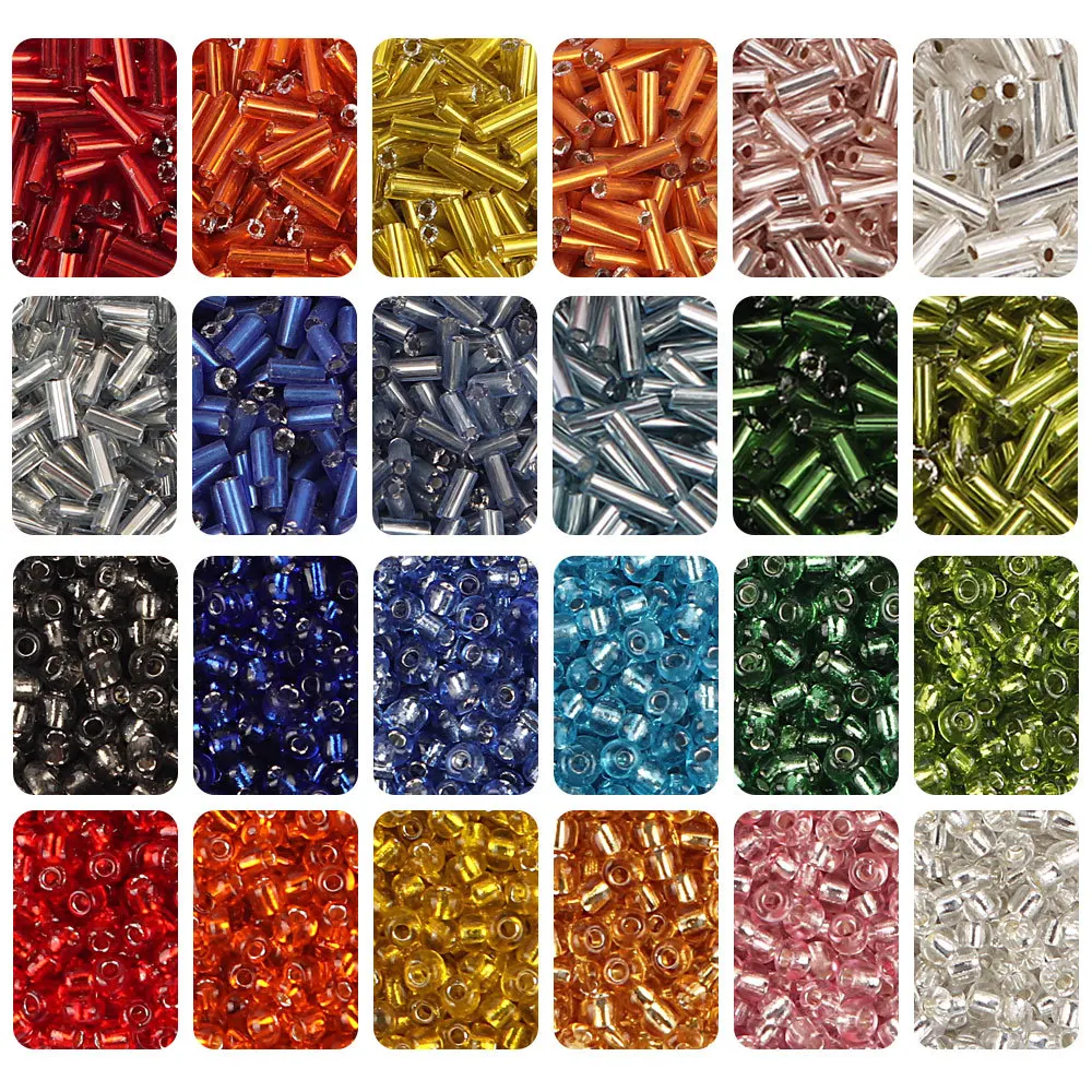 

Glass Tube Bead Set 24 Colors Diy Braided Bracelet Necklace Hairpin Tassel Bead Jewelry Material Toys for Girls Birthday Present
