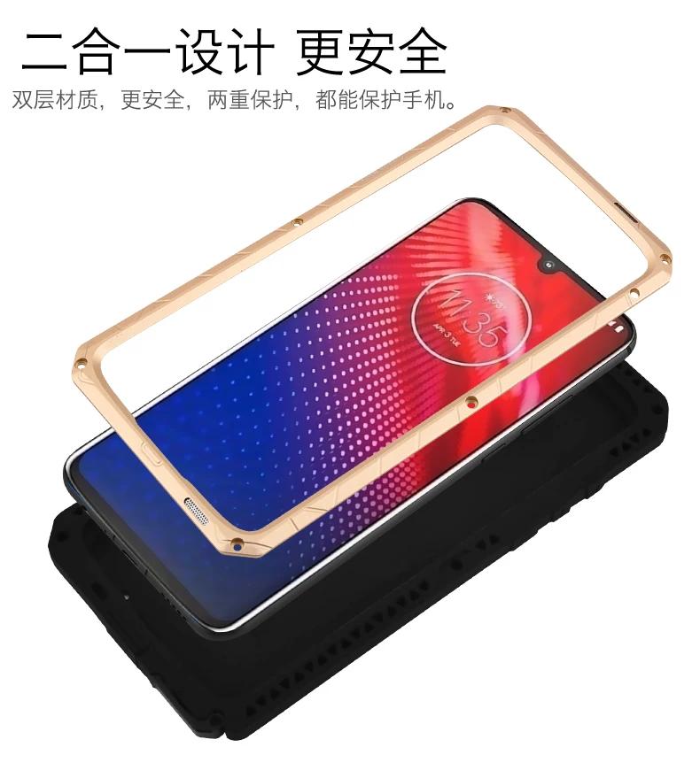 Imatch Aluminum Metal Silicone Shockproof Case Cover For Motorola Moto Z4 Dirt Shock Proof Cover Case For Motorola Edge + Plus