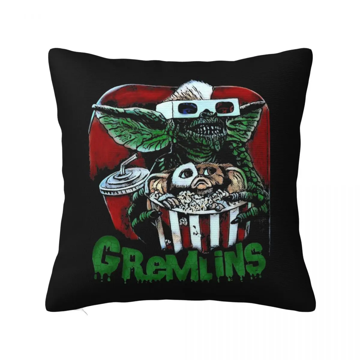 

Green Gremlins Cast Midnight Art Gremlins Pillowcase Cushion Cover Mogwai Throw Pillow Case Cover Home Dropshipping 18"
