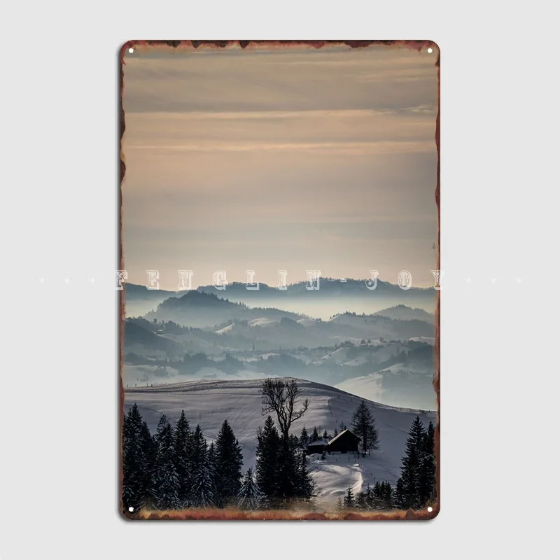 

Mystical Hazy Mountains Poster Metal Plaque Vintage Mural Painting Pub Garage Pub Tin Sign Posters