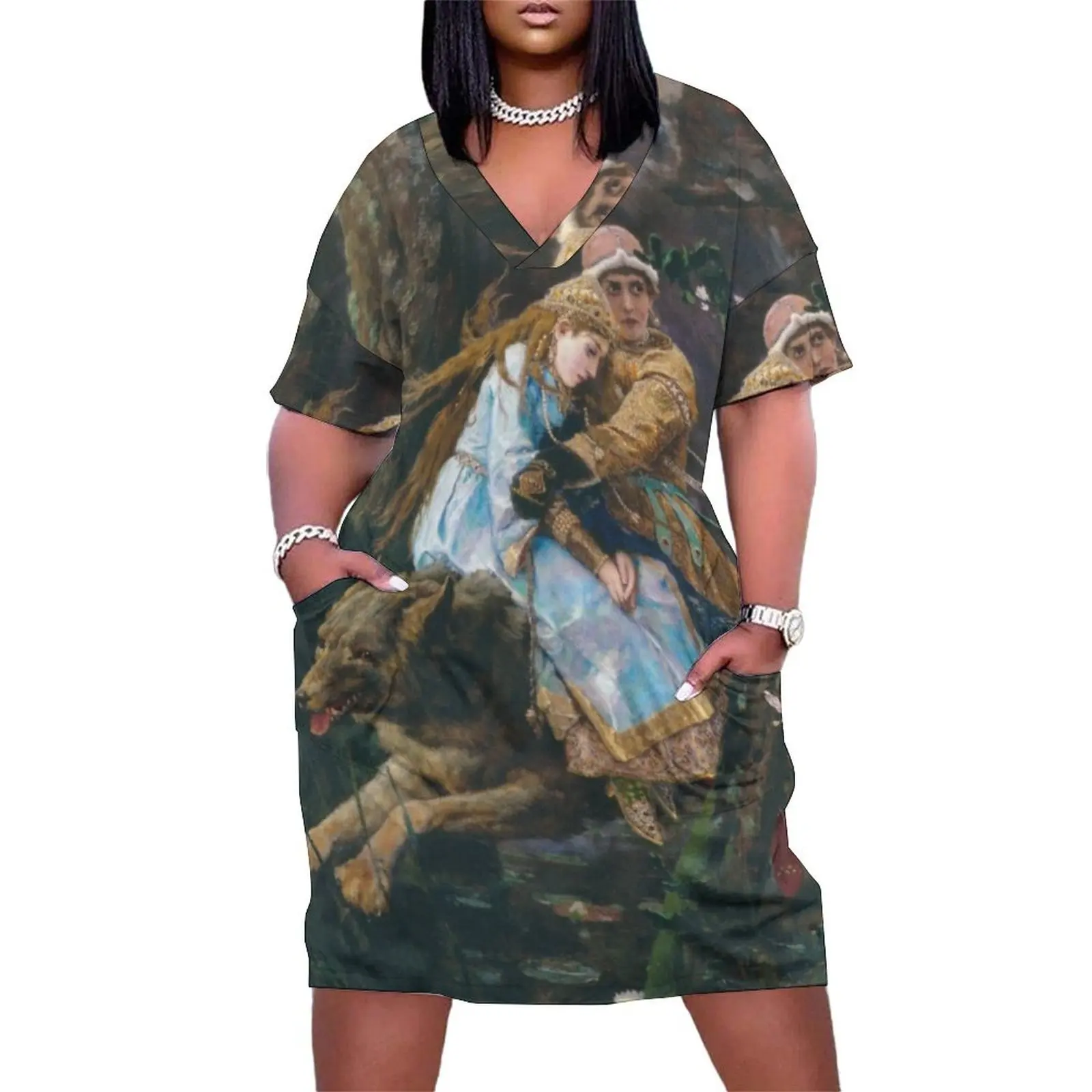 Женское свободное платье из полиэстера и спандекса Ivan Tsarevich Riding the Grey Wolf Viktor Vasnetsov