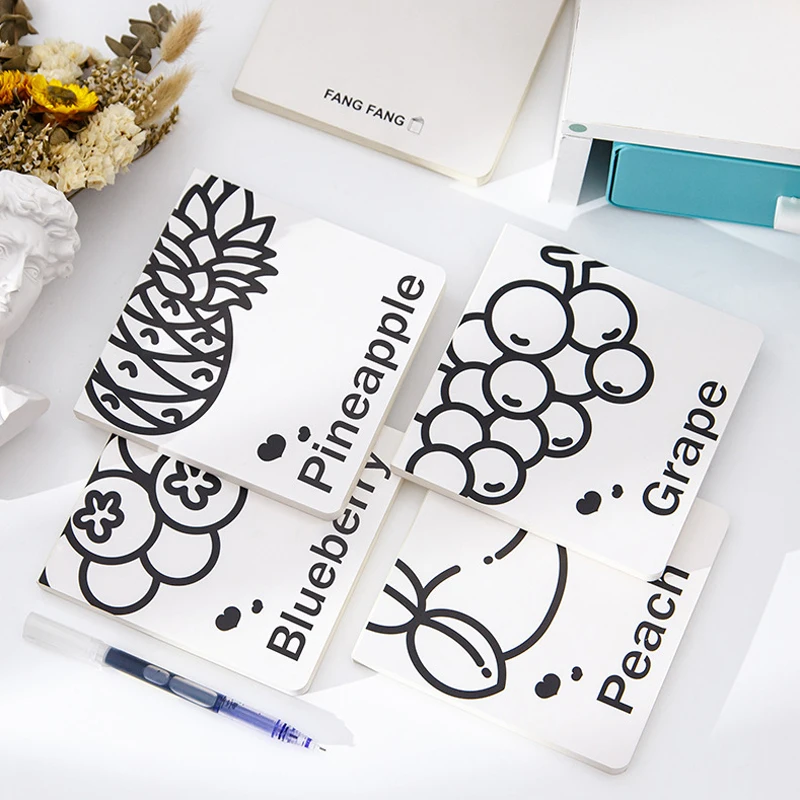 

Simple Fruit Print Square Line Notebook New Korean Cute White Grid Hand Account Notepad