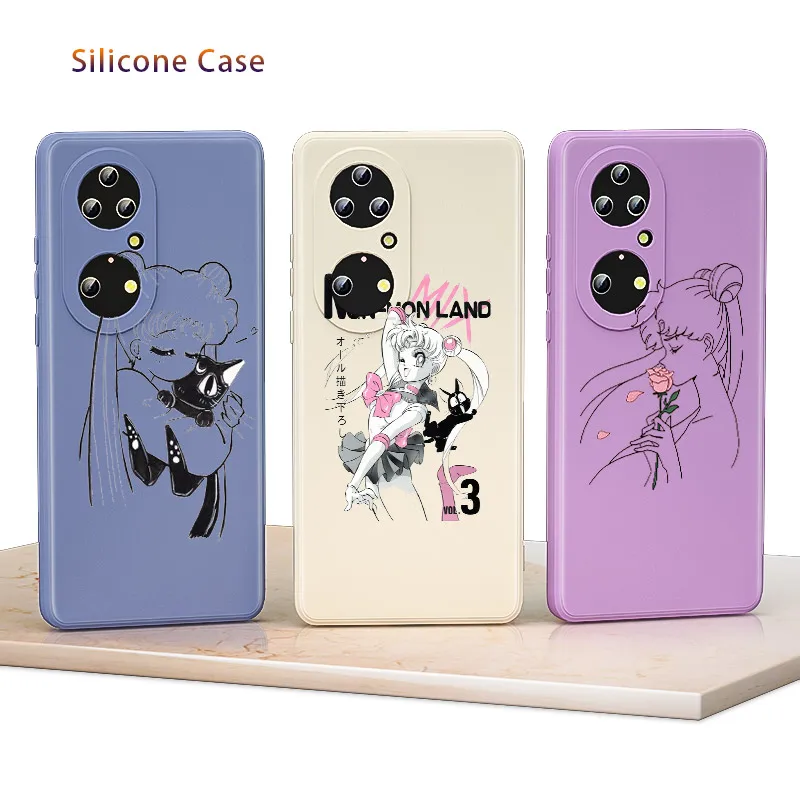 

Anime Sailor Moons Liquid Silicone Soft Cover For Honor 60 50 SE 30S 30 20 10i 10X 9X 9C 9S 8A Lite Pro Phone Case