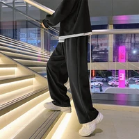 black mens sweatpants loose straight casual mopping pants spring solid color versatile oversized wide leg sports trousers 3