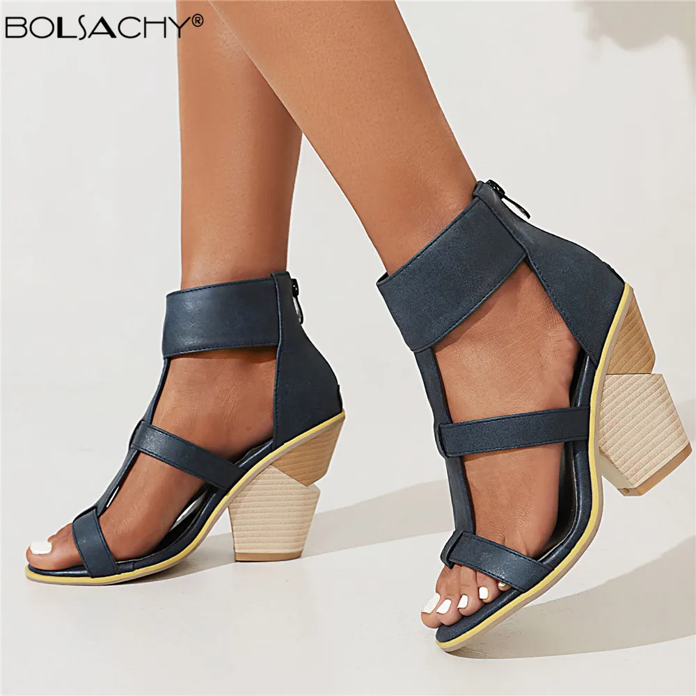 

Summer Wedge Sandals 2023 Fashion Rome Gladiator Platform High Heels Sandalias Thick Bottom Retro Open Toe Ladies Shoes Blue