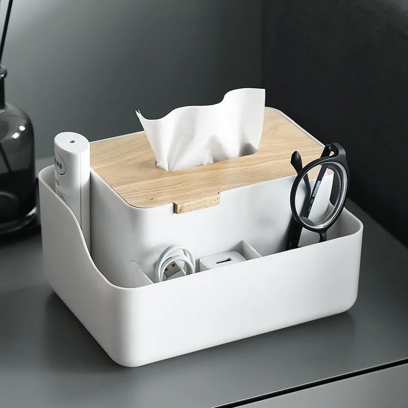 

Tissue Box Living Room Home Multi-function European Simple Desktop Storage Multi-drawing Box Plastic Practical Rectangle