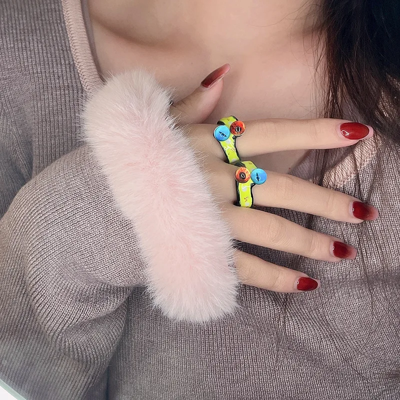 

Female 2023 Anime Cute Green Monster Rings Fashion Sweet 2 Colors Eye Open Couple Finger Ring Wedding Accessories Jewelry Gifts